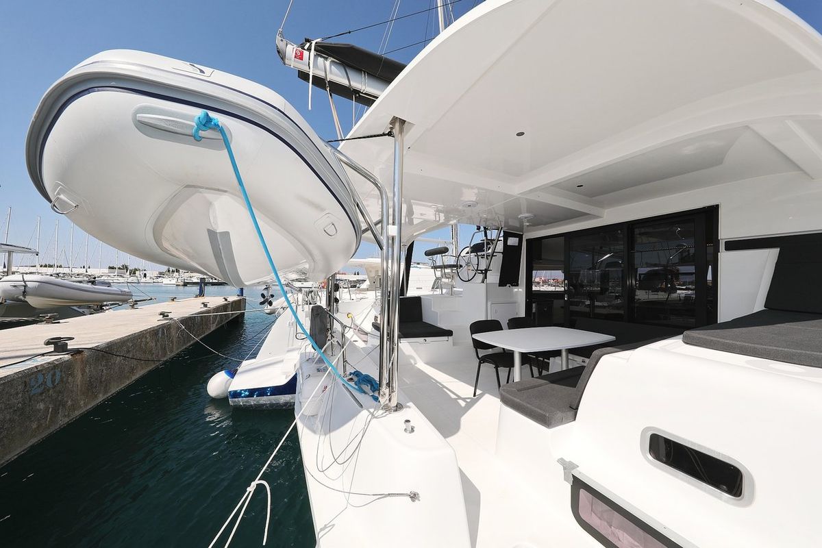 Deck of Royal Salute, a Lagoon 42 catamaran at Općina Sukošan, Croatia