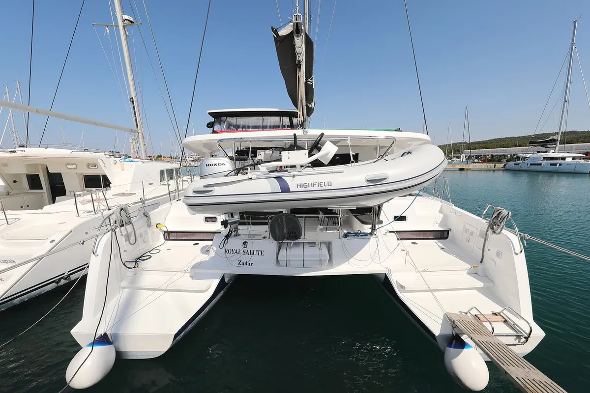 Exterior view of Royal Salute, a Lagoon 42 catamaran at Općina Sukošan, Croatia