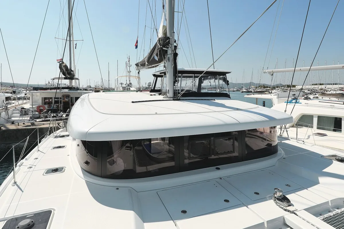 Deck of Royal Salute, a Lagoon 42 catamaran at Općina Sukošan, Croatia