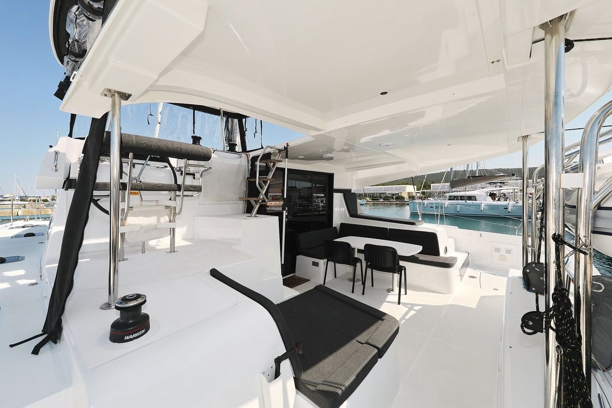 Deck of Royal Salute, a Lagoon 42 catamaran at Općina Sukošan, Croatia