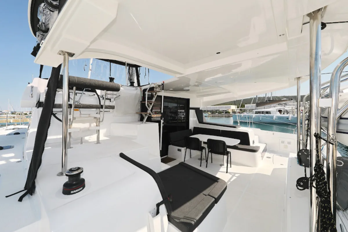 Deck of Royal Salute, a Lagoon 42 catamaran at Općina Sukošan, Croatia