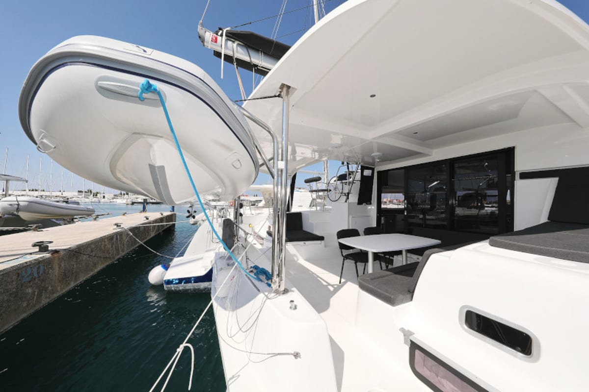 Deck of Royal Salute, a Lagoon 42 catamaran at Općina Sukošan, Croatia