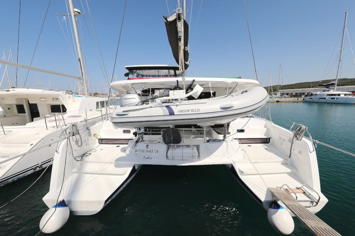 Exterior view of Royal Salute, a Lagoon 42 catamaran at Općina Sukošan, Croatia