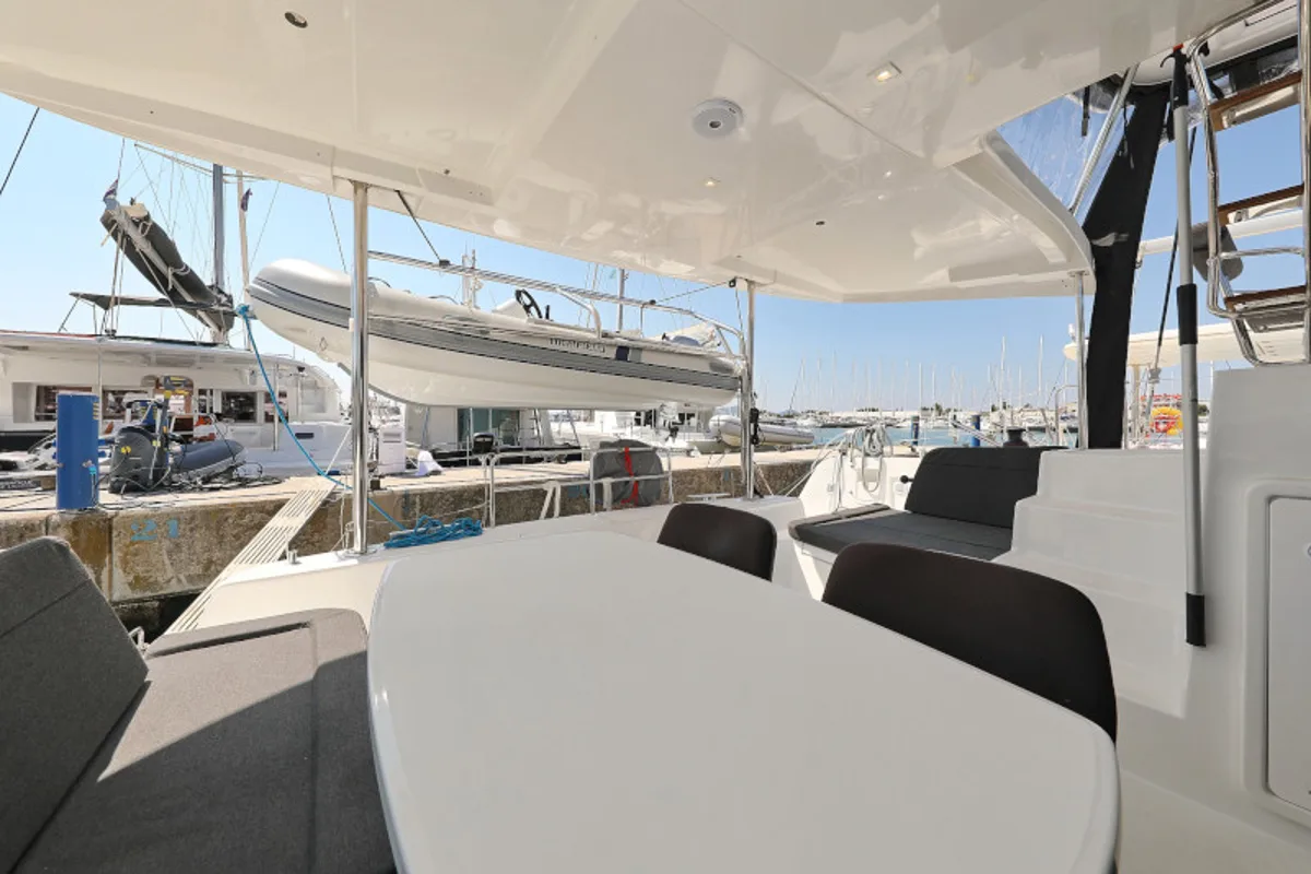 Deck of Royal Salute, a Lagoon 42 catamaran at Općina Sukošan, Croatia