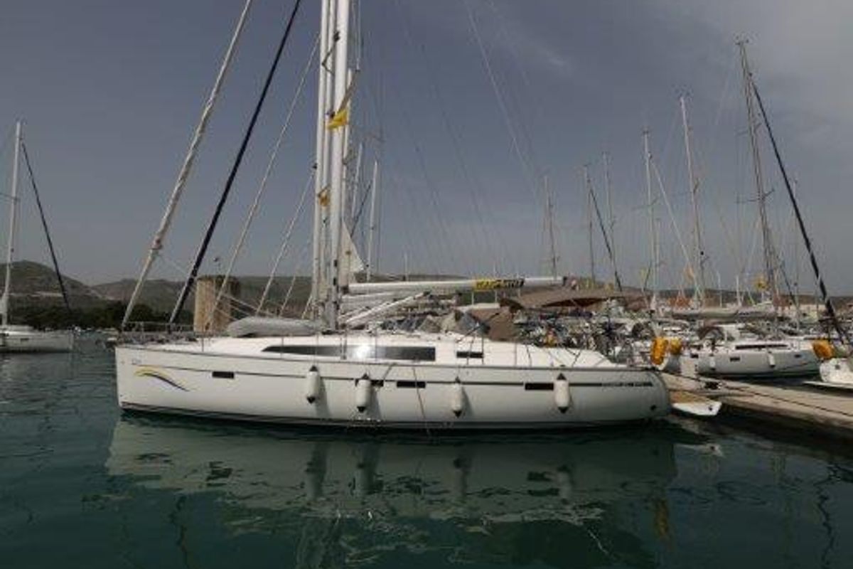 Exterior view of Tequila, a Bavaria Cruiser 46 sailboat at Split, Croatia