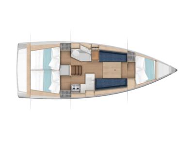 Floor plan of Naia - Comfort line, a Jeanneau Sun Odyssey 350 sailboat at Rosignano Solvay, Italy