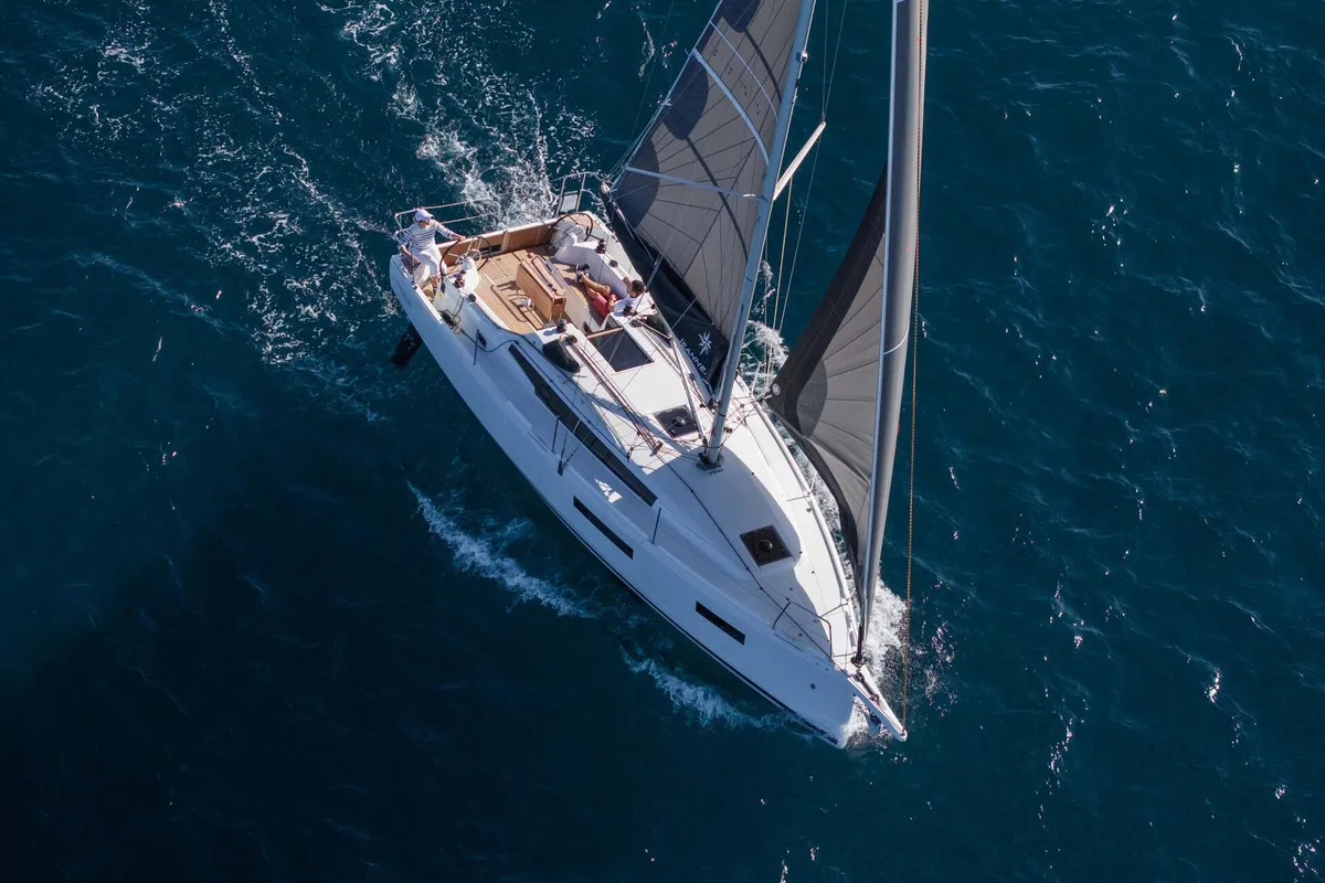 Exterior view of Naia - Comfort line, a Jeanneau Sun Odyssey 350 sailboat at Rosignano Solvay, Italy