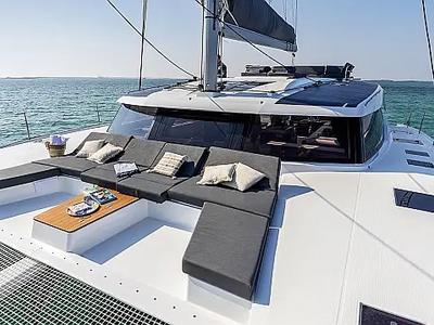 Deck of Odysseus, a Fountaine Pajot Aura 51 catamaran at Seget Donji, Croatia