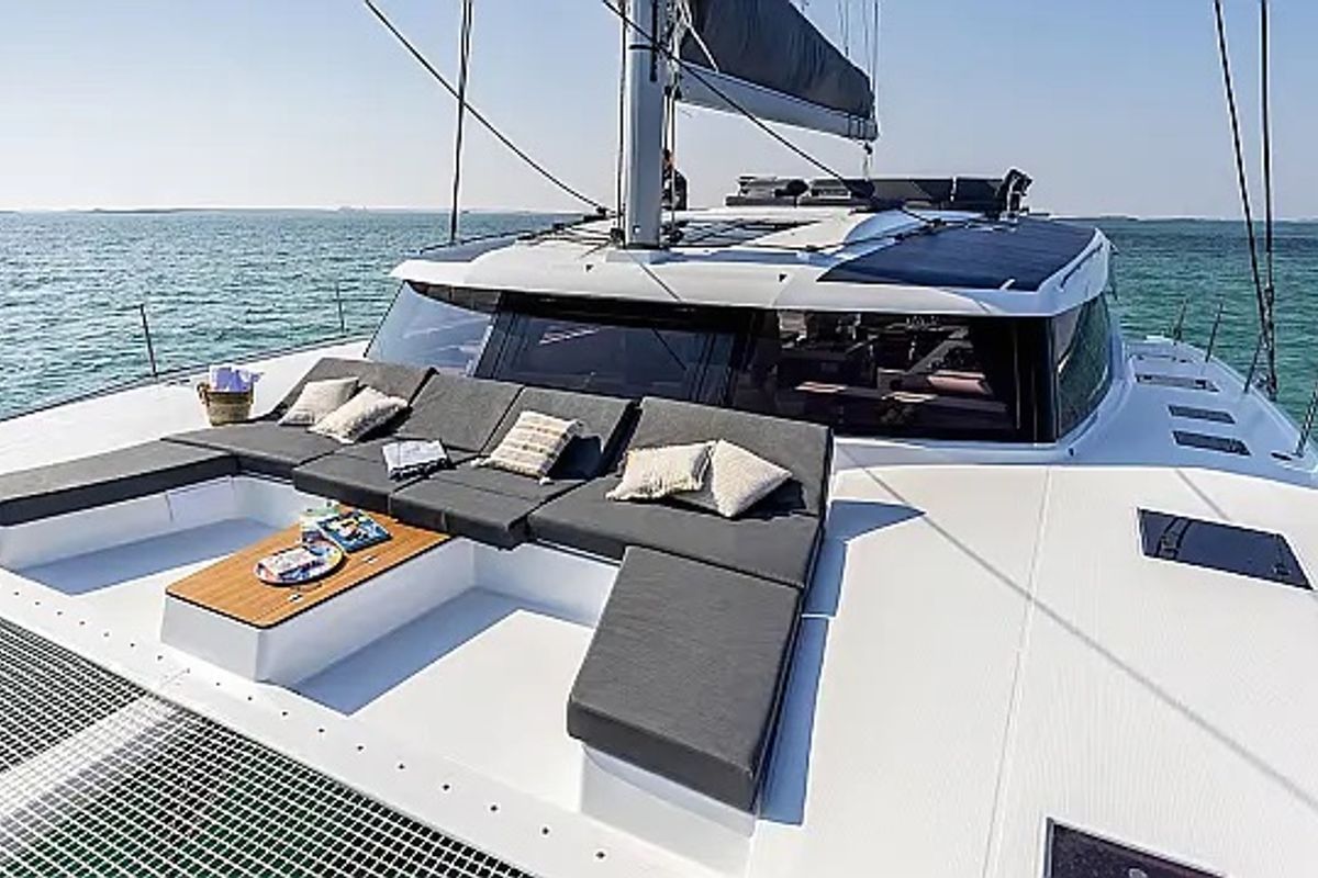 Deck of Odysseus, a Fountaine Pajot Aura 51 catamaran at Seget Donji, Croatia