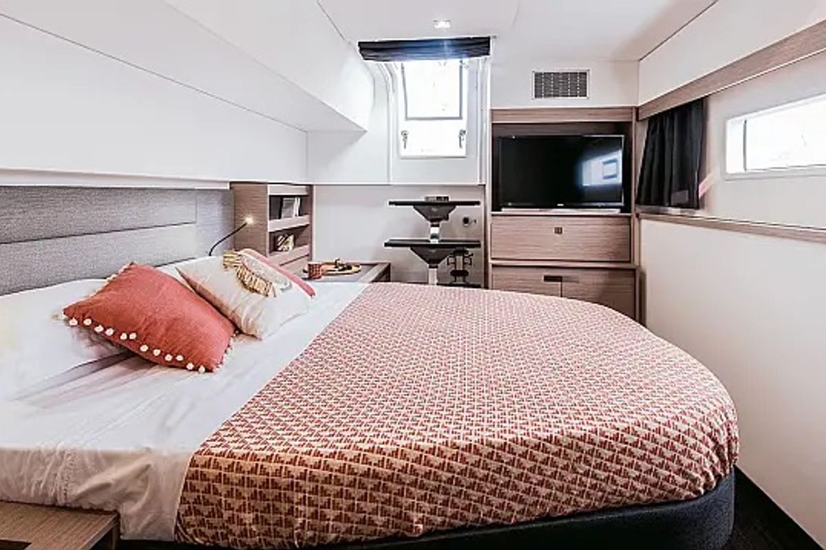 Head on Odysseus, a Fountaine Pajot Aura 51 catamaran at Seget Donji, Croatia
