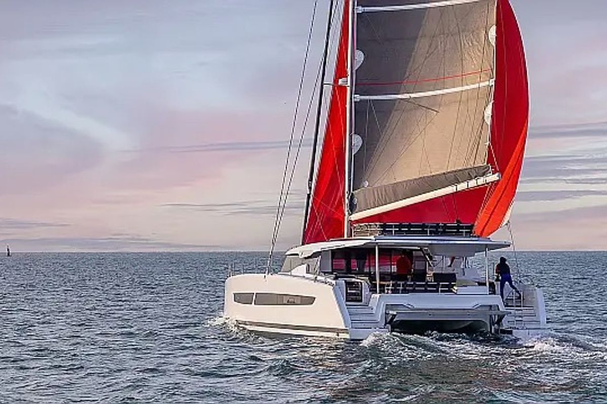 Deck of Odysseus, a Fountaine Pajot Aura 51 catamaran at Seget Donji, Croatia