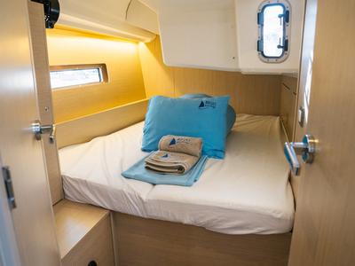 Cabin on Champagne, a Beneteau Oceanis 40.1 sailboat at Fethiye, Turkey