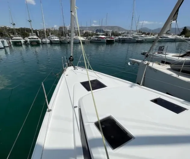 Exterior view of MAIA, a Bavaria C42 sailboat at Athens, Greece