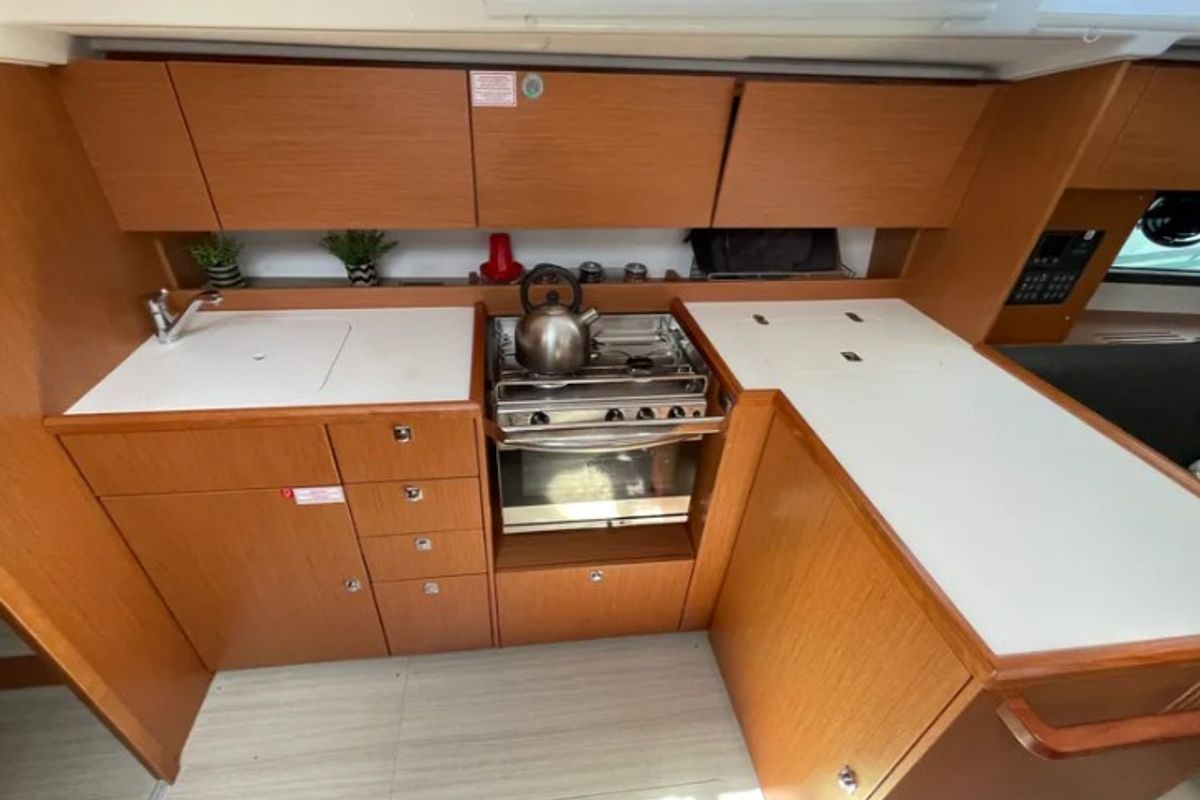 Galley of MAIA, a Bavaria C42 sailboat at Athens, Greece