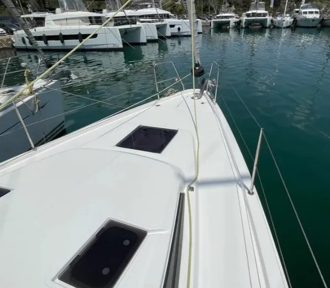 Exterior view of MAIA, a Bavaria C42 sailboat at Athens, Greece