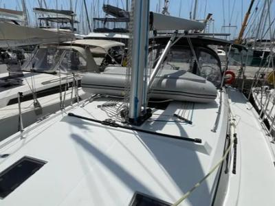 Deck of MAIA, a Bavaria C42 sailboat at Athens, Greece