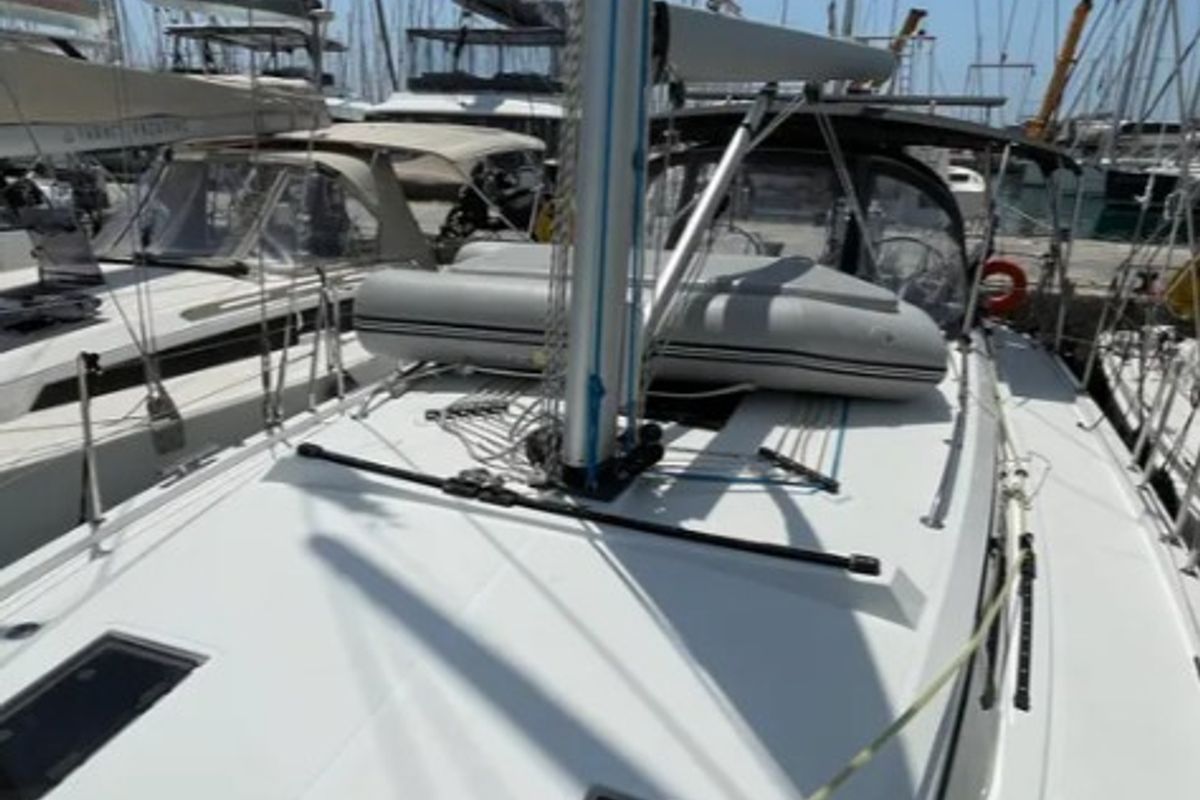 Deck of MAIA, a Bavaria C42 sailboat at Athens, Greece