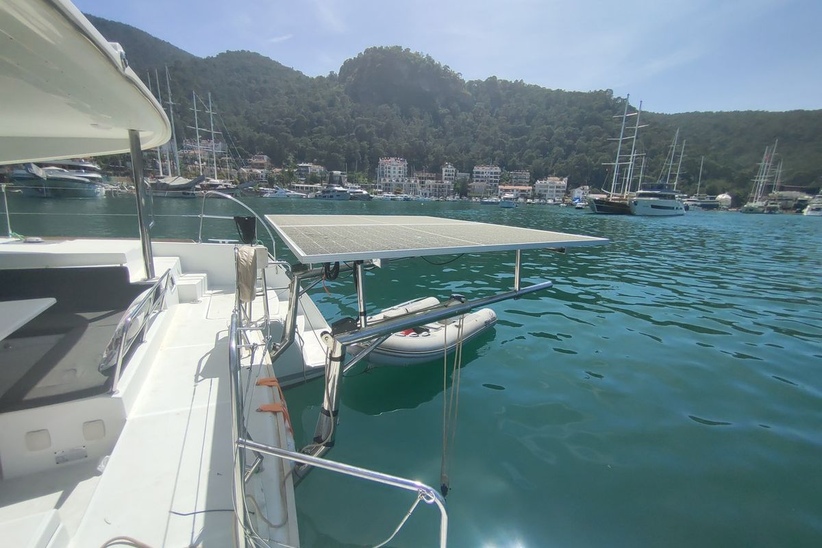Salon of Santi, a Lagoon 400 catamaran at Fethiye, Turkey