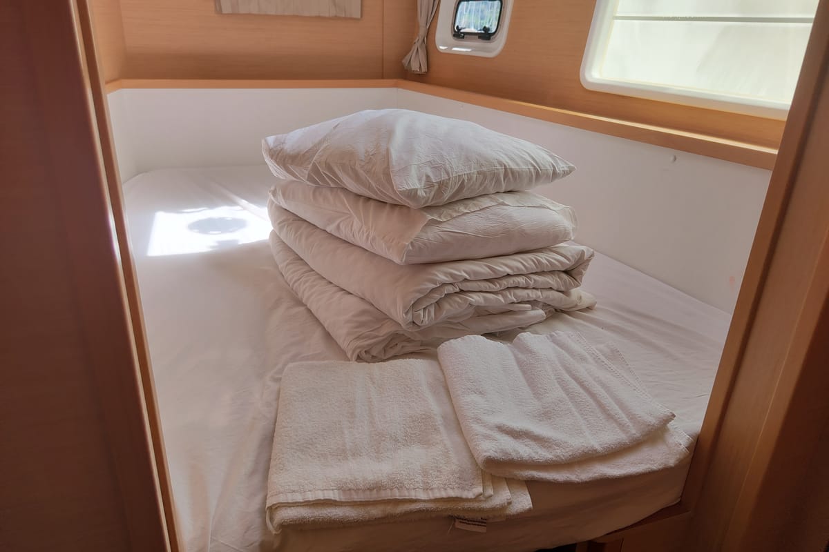 Cabin on Santi, a Lagoon 400 catamaran at Fethiye, Turkey