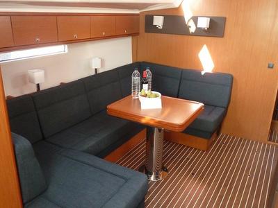 Salon of ANASSA, a Bavaria Cruiser 56 sailboat at Athens, Greece