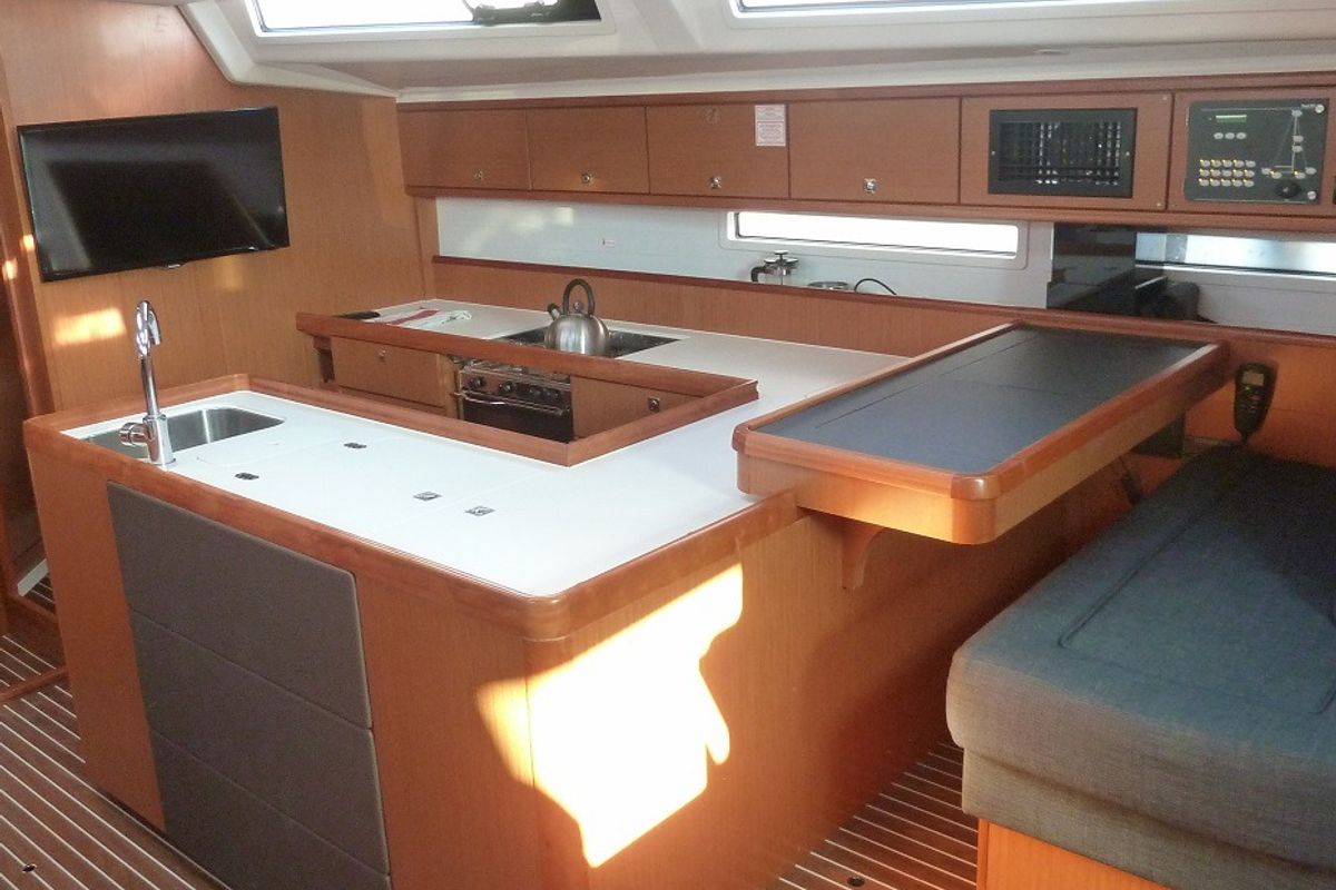 Galley of ANASSA, a Bavaria Cruiser 56 sailboat at Athens, Greece