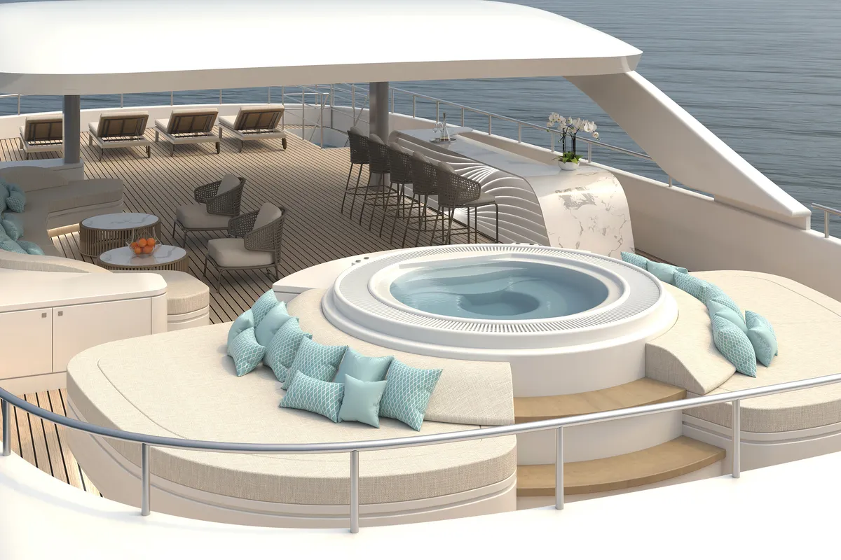 Deck of Oriy, a Ante Ercegović M/Y ORIY yacht at Split, Croatia