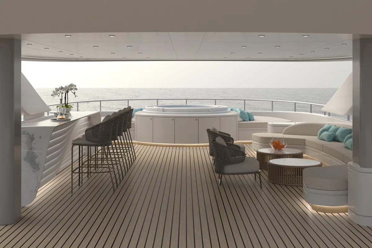 Deck of Oriy, a Ante Ercegović M/Y ORIY yacht at Split, Croatia