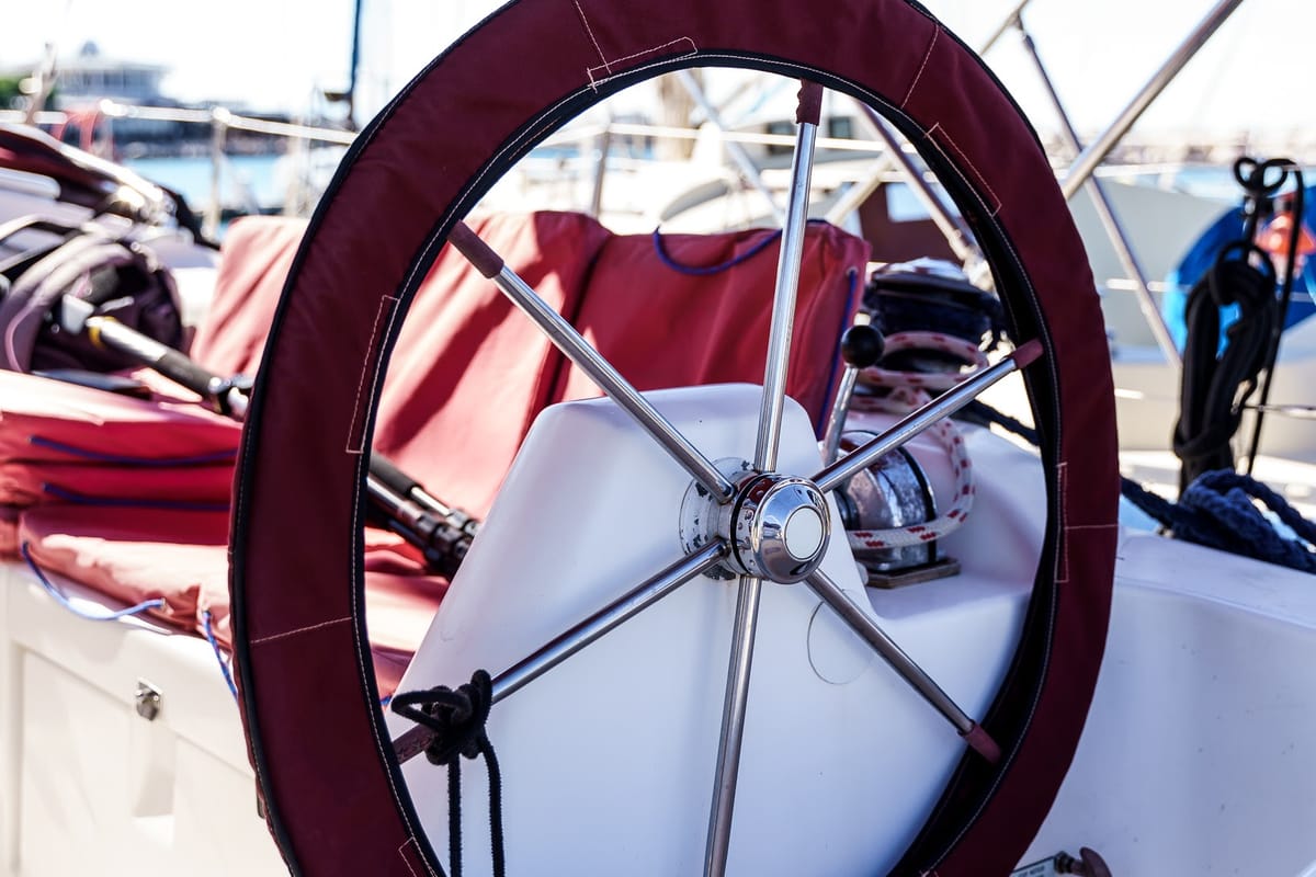Cockpit of Andromeda, a Dufour 43 sailboat at Municipal Unit of Ellomenos, Greece