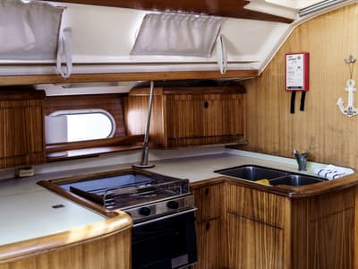 Galley of Andromeda, a Dufour 43 sailboat at Municipal Unit of Ellomenos, Greece