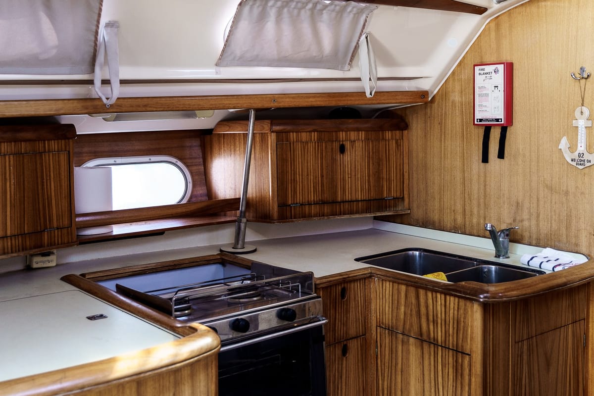 Galley of Andromeda, a Dufour 43 sailboat at Municipal Unit of Ellomenos, Greece