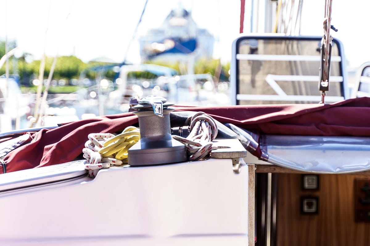 Deck of Andromeda, a Dufour 43 sailboat at Municipal Unit of Ellomenos, Greece