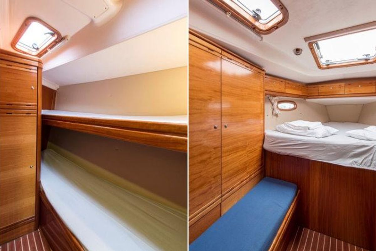 Cabin on Giola, a Bavaria 50 Cruiser sailboat at Thassos, Greece