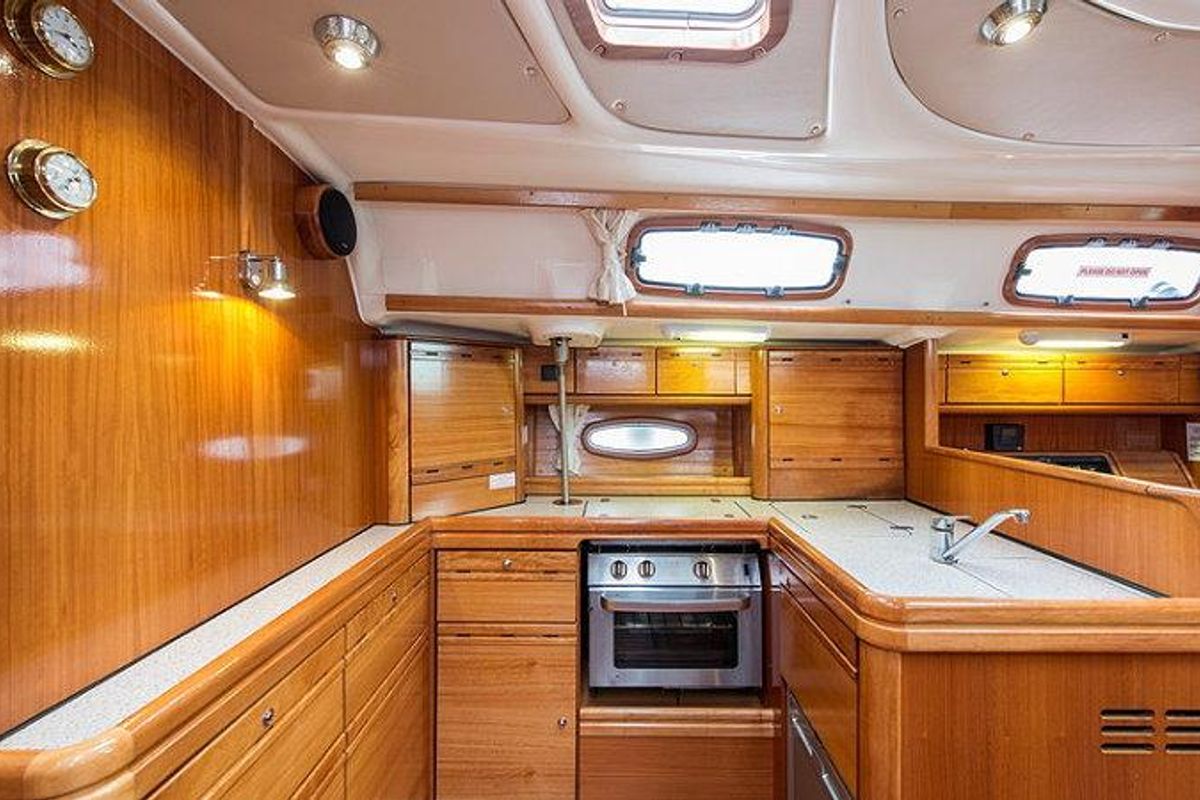 Galley of Giola, a Bavaria 50 Cruiser sailboat at Thassos, Greece