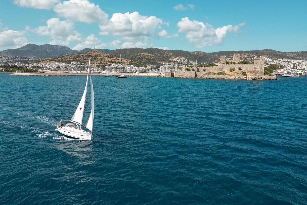 Exterior view of Spark 1, a Bavaria Cruiser 40 sailboat at Bodrum, Turkey
