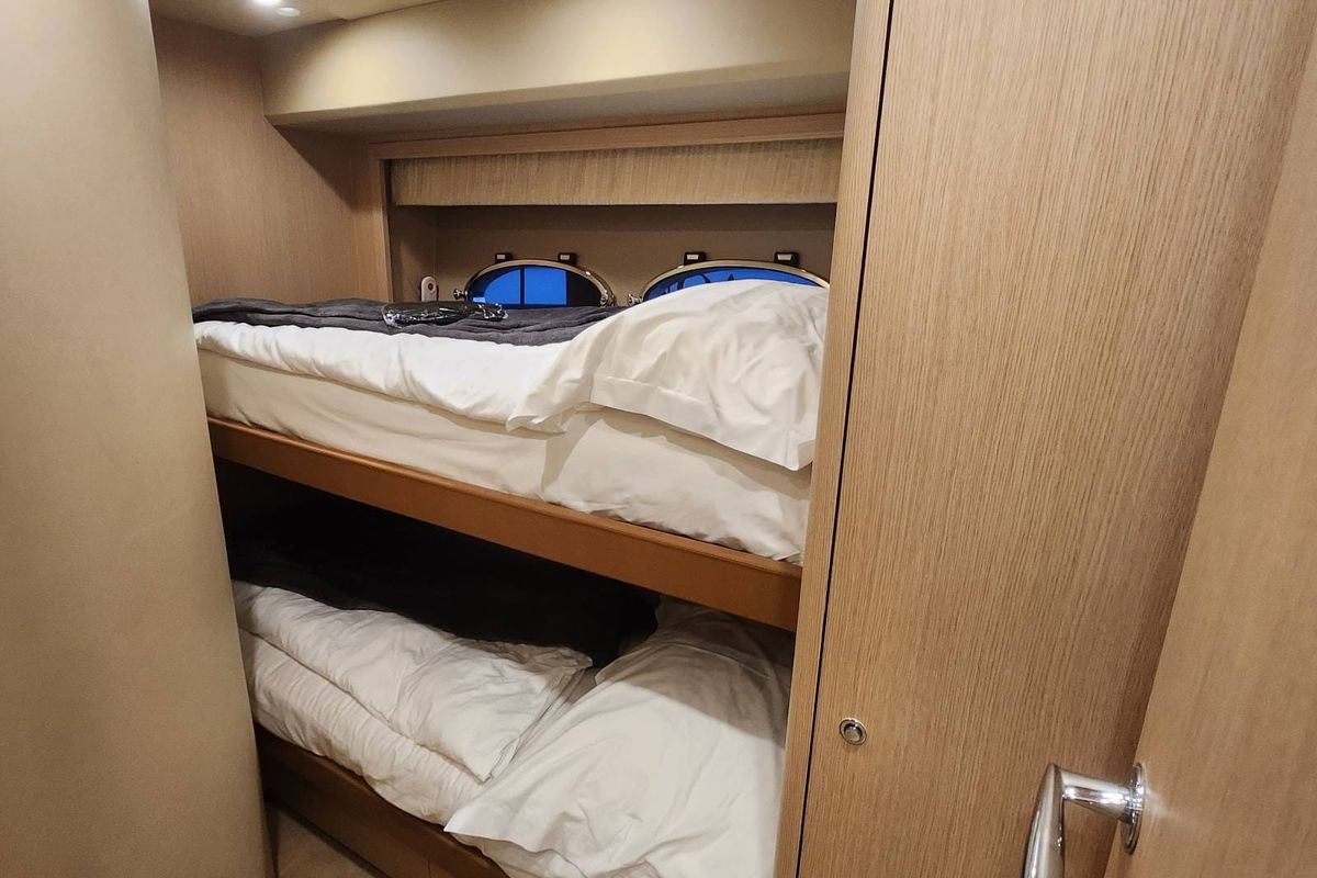 Cabin on Sassy, a Princess Yachts Princess 62 yacht at Lavreotiki Municipal Unit, Greece
