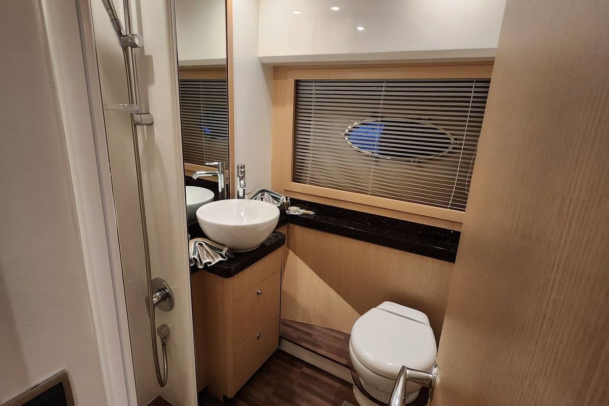 Head on Sassy, a Princess Yachts Princess 62 yacht at Lavreotiki Municipal Unit, Greece