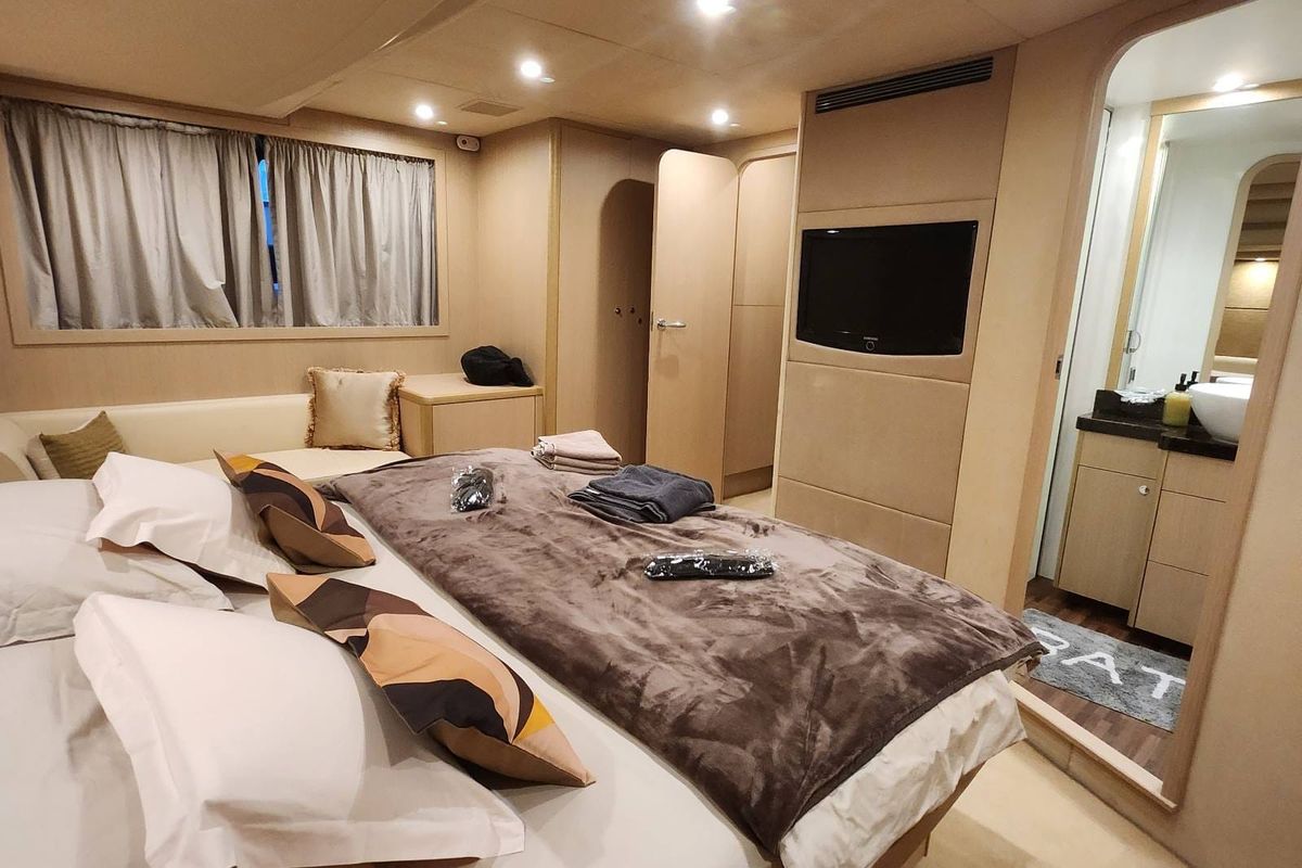 Cabin on Sassy, a Princess Yachts Princess 62 yacht at Lavreotiki Municipal Unit, Greece