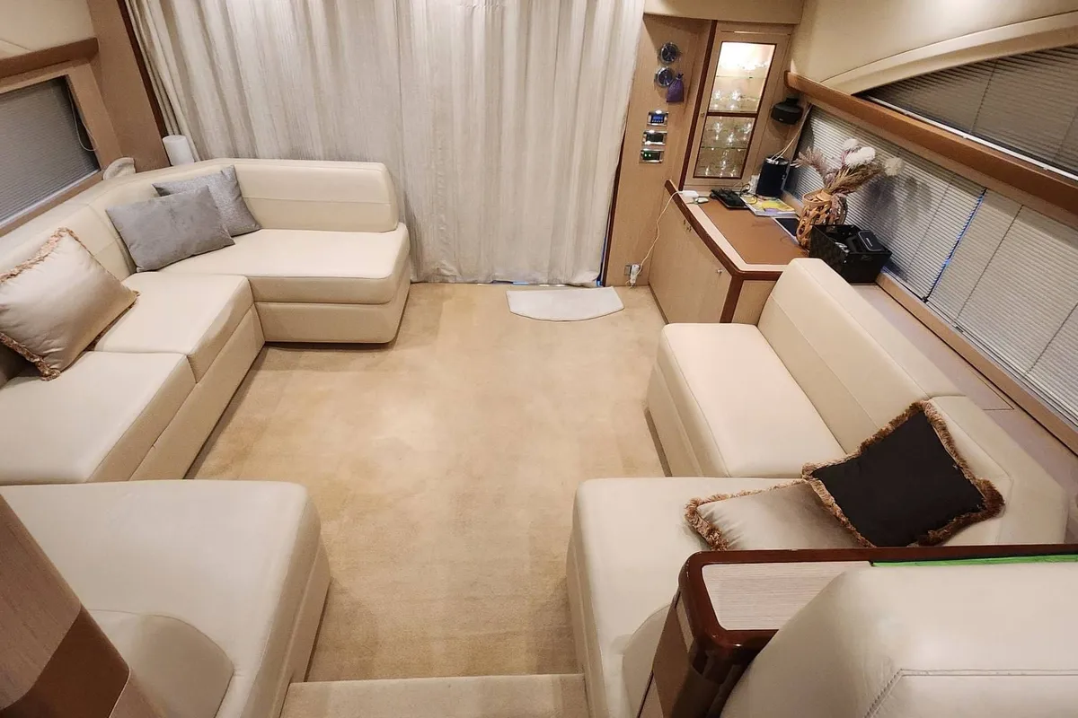 Salon of Sassy, a Princess Yachts Princess 62 yacht at Lavreotiki Municipal Unit, Greece