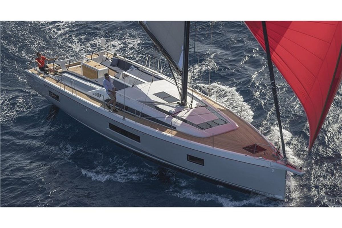 Exterior view of Alboran Lambrusco (Radazul), a Beneteau Oceanis 51.1 sailboat at El Rosario, Spain