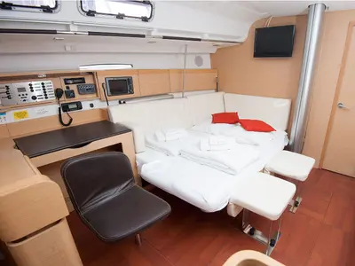 Salon of BYBLIS, a Beneteau First 45 sailboat at Grad Kaštela, Croatia