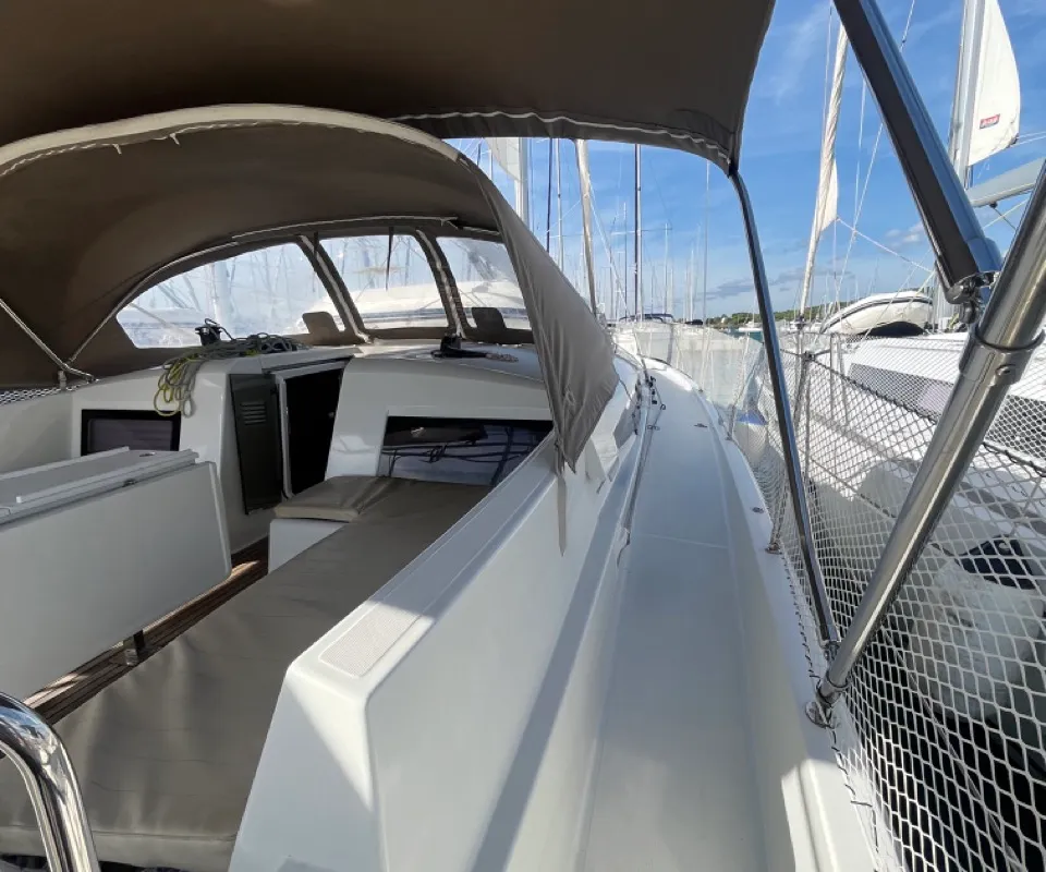 Deck of ATHINA, a Jeanneau Sun Odyssey 490 sailboat at Općina Sukošan, Croatia