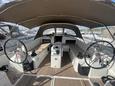 Cockpit of ATHINA, a Jeanneau Sun Odyssey 490 sailboat at Općina Sukošan, Croatia