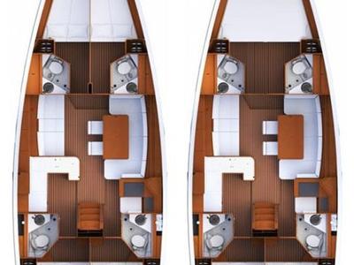 Floor plan of Trinity, a Jeanneau 53 sailboat at Palma de Mallorca, Spain