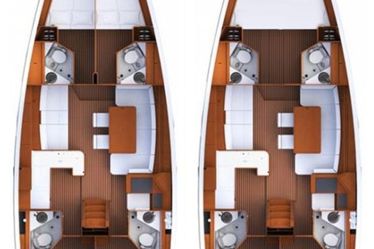 Floor plan of Trinity, a Jeanneau 53 sailboat at Palma de Mallorca, Spain