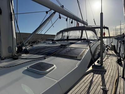 Deck of Trinity, a Jeanneau 53 sailboat at Palma de Mallorca, Spain