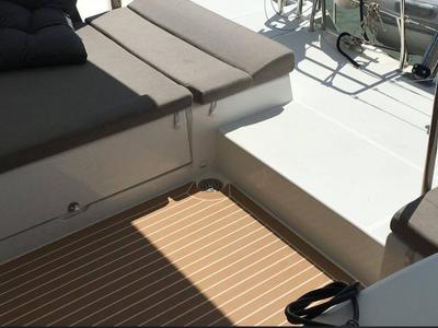Deck of NEMO45, a Lagoon 450 Fly catamaran at Naples, Italy