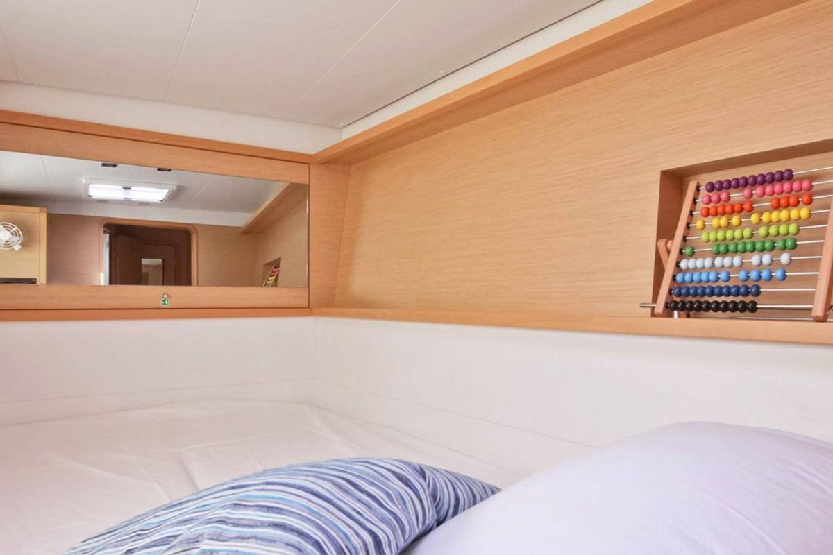 Cabin on NEMO45, a Lagoon 450 Fly catamaran at Naples, Italy