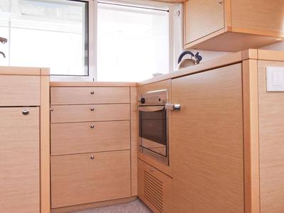Galley of NEMO45, a Lagoon 450 Fly catamaran at Naples, Italy
