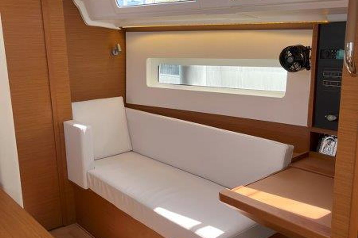 Salon of Ethra, a Jeanneau Sun Odyssey 380 sailboat at Lavreotiki Municipal Unit, Greece
