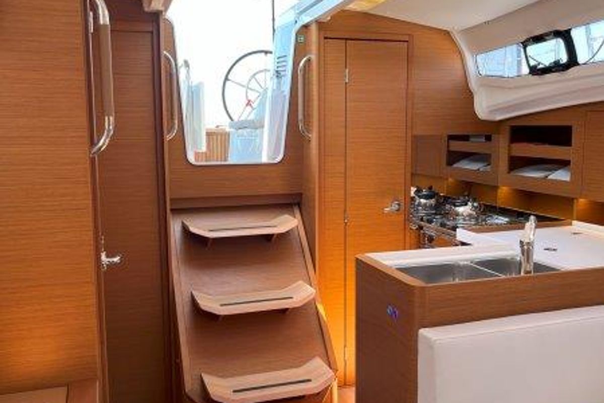 Galley of Ethra, a Jeanneau Sun Odyssey 380 sailboat at Lavreotiki Municipal Unit, Greece